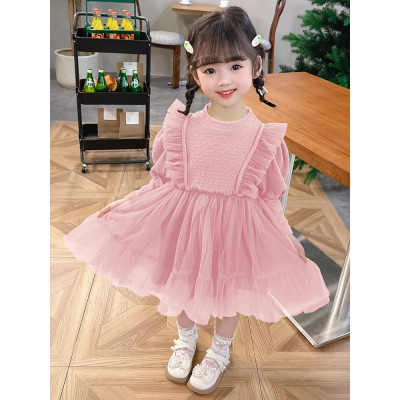 dress girls cherish tulle ruffled combine CHN 38 (030801) - dress anak perempuan  